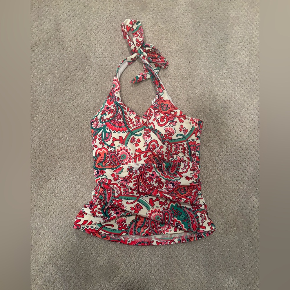 Boden Floral Halter Top with Pink and Green Accents Size 6 New
